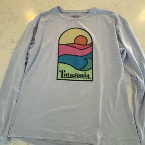 Patagonia Light Gray Long Sleeve with Colorful Graphic